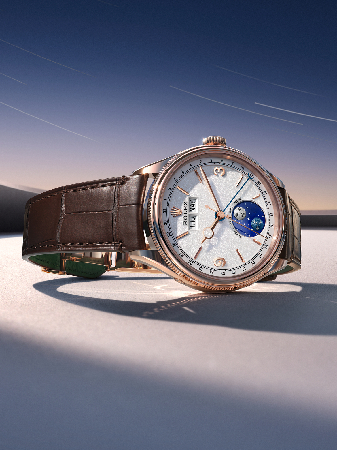 Timsah derisi kayışlı Rolex Perpetual Padellone